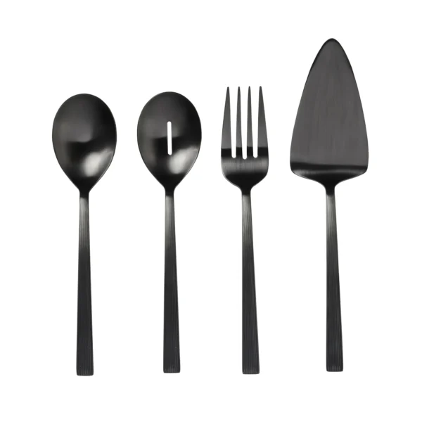 River Black 4-Piece Stainless Steel Serve Set